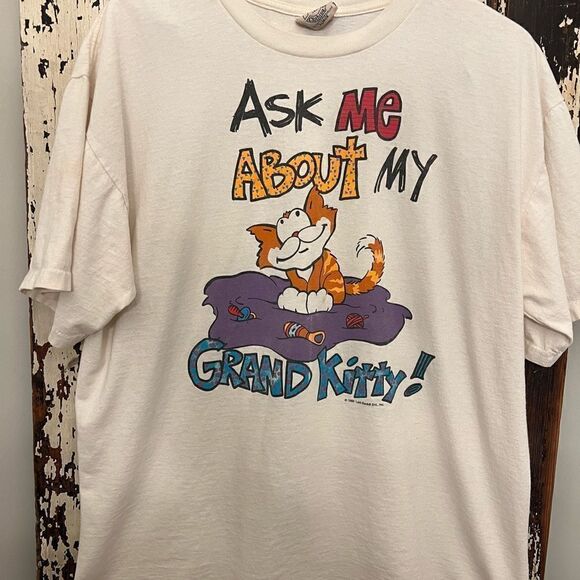Vintage P.K. Clothing Co. 1996 Ask me About My Grand Kitty. Size XL preshrunk. - Picture 1 of 5